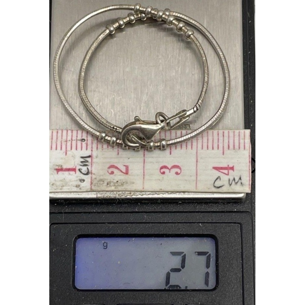 Vintage Italy 925 Sterling Silver Snake Chain Bead Station Bracelet 7.25in 2.7g - Picture 3 of 4